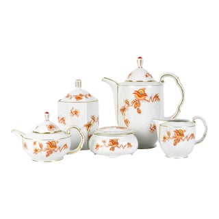 Vintage European Porcelain Tea/Coffee Service - 5 Piece Set For Sale