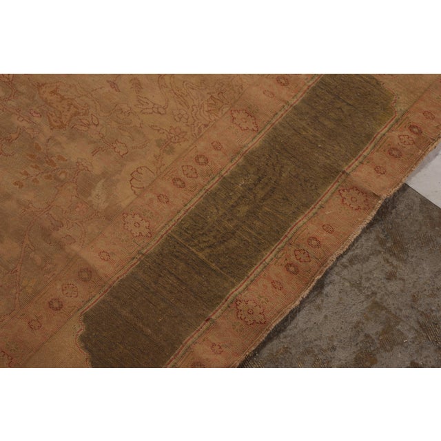 1920s Antique Kayseri Rug in an All Over Green Brown Floral Pattern For Sale - Image 5 of 11