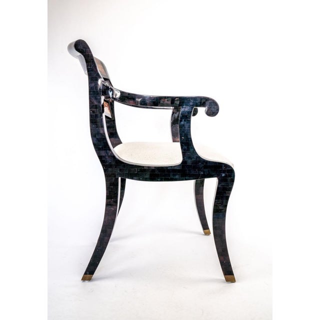 Hollywood Regency Tessellated Horn Chair Attributed to Maitland-Smith; Circa 1980's For Sale - Image 3 of 6