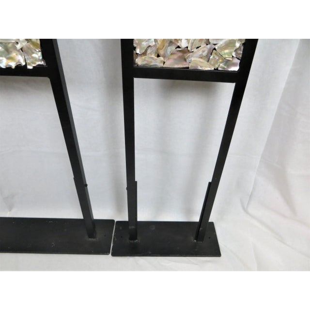 Shell Contemporary Polished Seashell Screen Panels on Stands- Set of 3 For Sale - Image 7 of 8