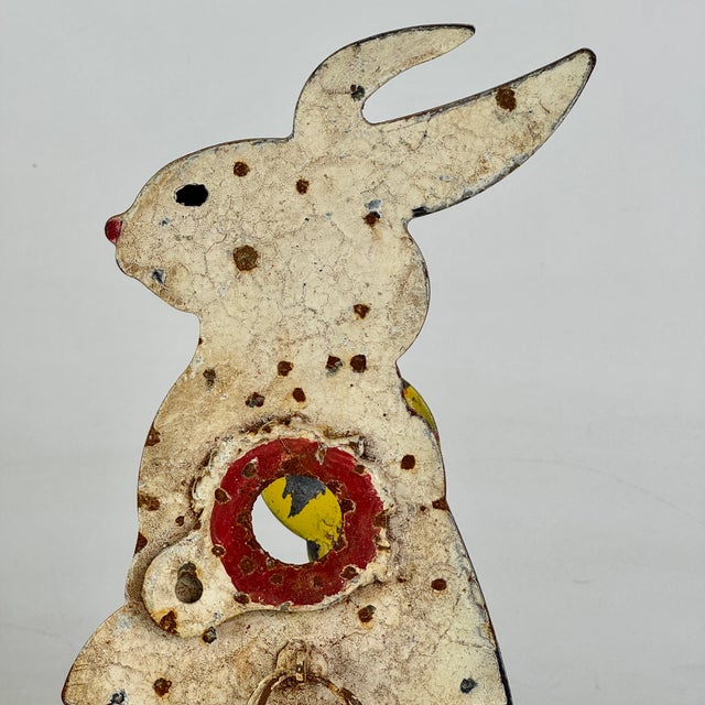 American Never Before Seen Carnival Fairground Mechanical Bunny/Rabbit Vintage Metal Shooting Target For Sale - Image 3 of 11
