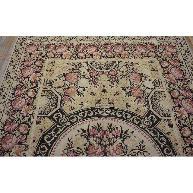 1850s Ivory Pink Antique Besserabian Kilim Flatweave Carpet Floral Medallion Rug For Sale In New York - Image 6 of 12