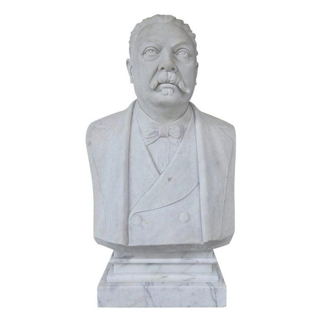 Stone 19th Century White Marble Bust of a Man For Sale - Image 7 of 7