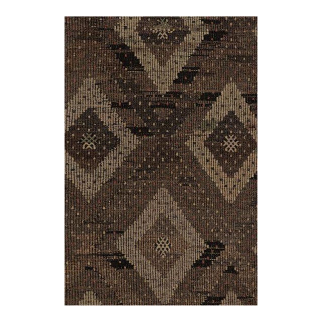 Vintage Turkish Kilim in Brown With Diamond Lattice Patterning - Rug & Kilim For Sale