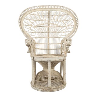 1970s Rattan and Wicker Peacock (Emmanuel) Chair For Sale