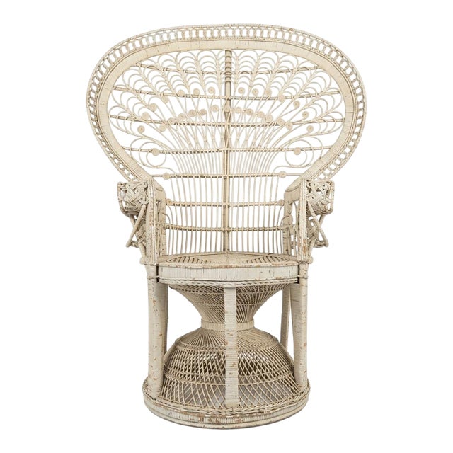 1970s Rattan and Wicker Peacock (Emmanuel) Chair For Sale