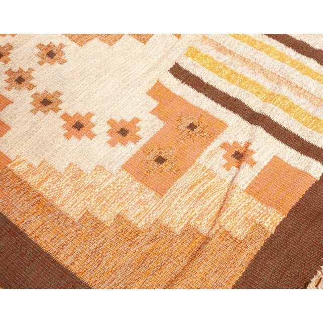 Mid-Century Modern Doris Leslie Blau Vintage Swedish Flat-Weave Rug by Mary Sanberg, Signed MS For Sale - Image 3 of 8
