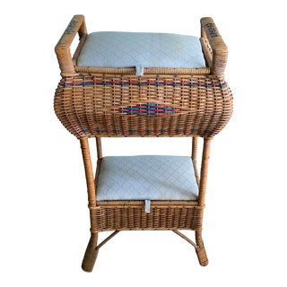 1920s Wicker Sewing Stand For Sale
