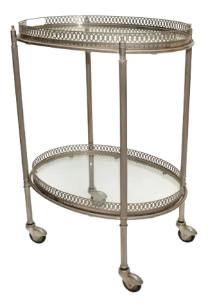 Silvered Bronze Bar Cart by Maison Lancel Pais France Mid-Century Modern 1955