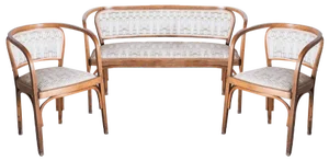 Art Nouveau Model No. 715 Living Room Set by Gustav Siegel for Jacob & Josef Kohn, Vienna 1905, Set of 3