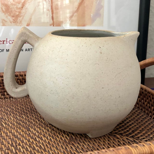 Ceramic Antique Ransburg Stoneware Pottery Pitcher For Sale - Image 7 of 10
