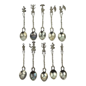 Mid 20th Century Silver Plated Renaissance Revival Style Italian Demitasse Tea Spoons Set- 10 Pieces