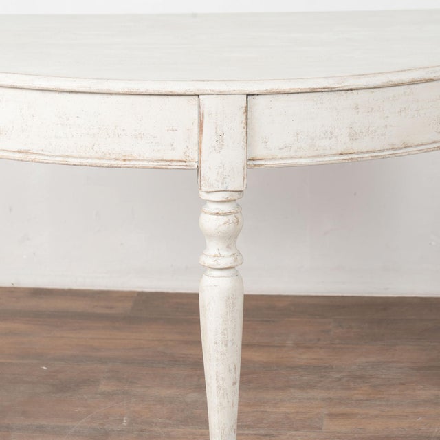 Pair, 19th Century Swedish White Painted Large Demi Lune Consoles Side Tables For Sale - Image 10 of 14