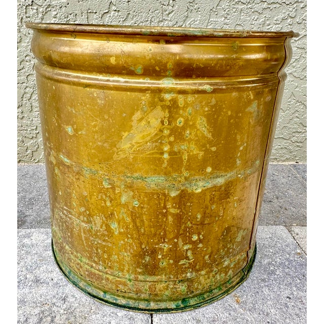 Traditional Vintage 1900s Round Brass Cachepot Container For Sale - Image 3 of 7
