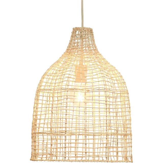 Coastal Cottage Beach Decor Cream Rattan Whisper Pendant by Loomlan For Sale - Image 3 of 7