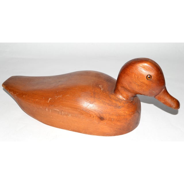 Mid-20th Century Handmade Solid Wood Blue Bill Scaup Duck Arts & Crafts Period For Sale - Image 12 of 17