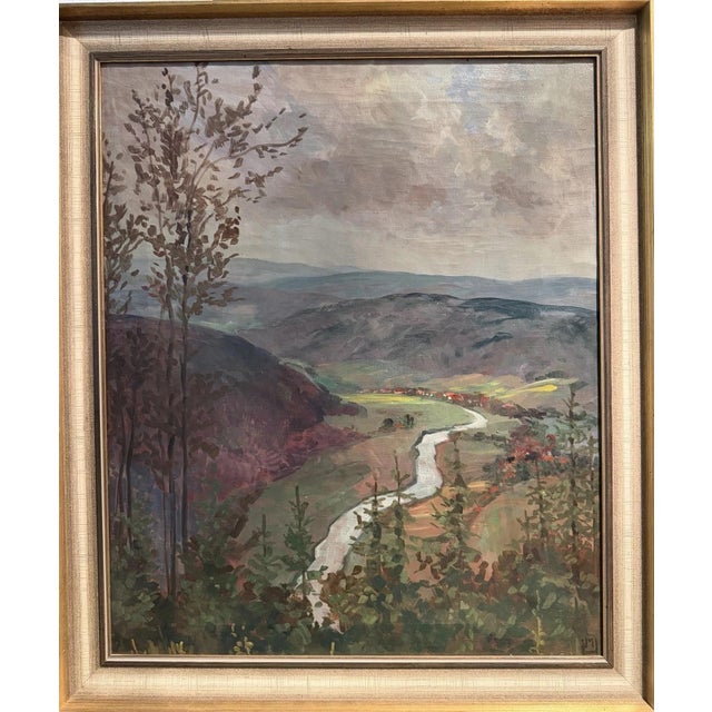 Meyer Moringen Helene, Wesertal Gieselwerder Reinhardswald View, 1890s, Oil on Canvas For Sale - Image 9 of 13
