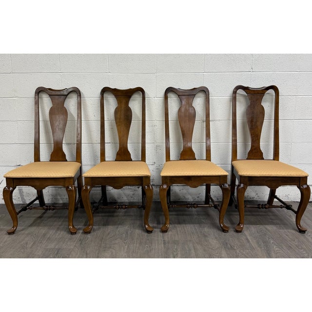 Queen Anne Vintage Ethan Allen Classic Manor Splat Back Dining Chairs 15-6001 - Set of 4 For Sale - Image 3 of 13