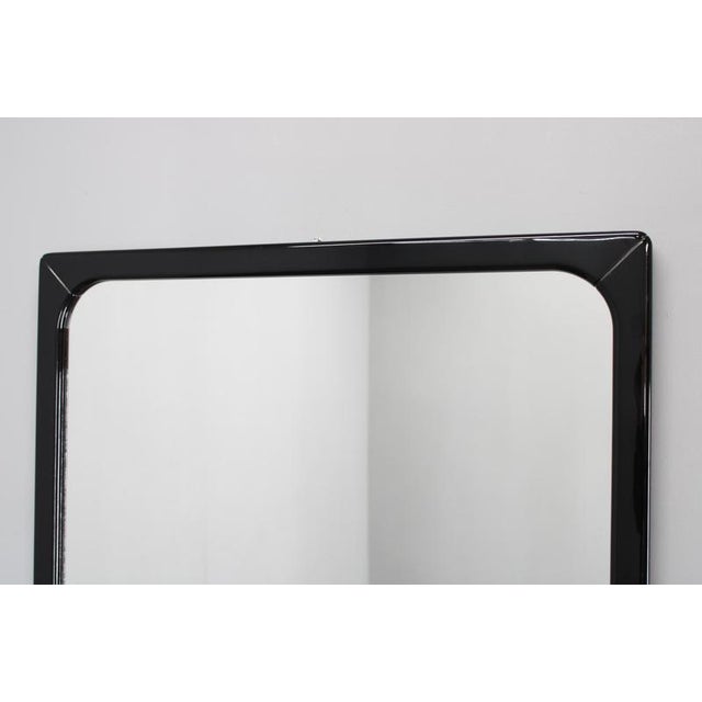 Wood Italian Square Mirror with Black Lacquered Frame, 1970s For Sale - Image 7 of 11