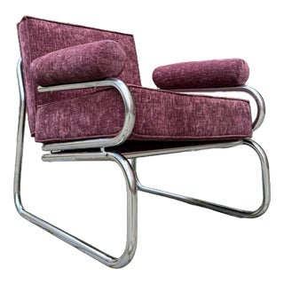 Halina Armchair in Purple Upholstered and Chrome Finish by Hellerau For Sale