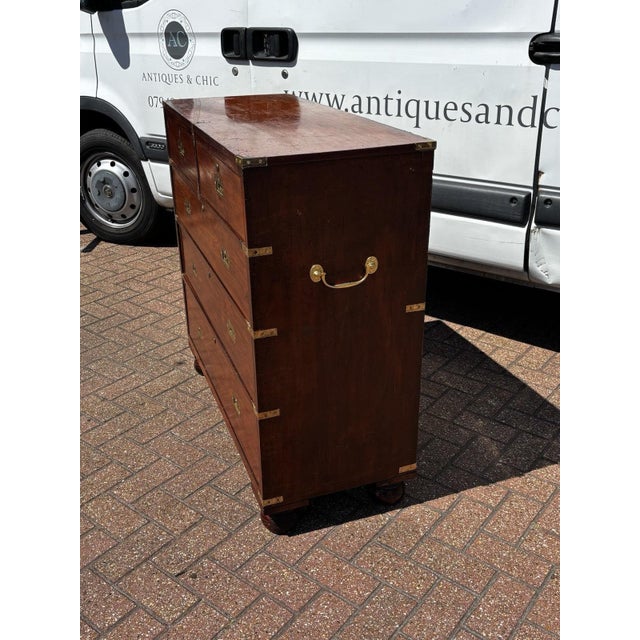 Campaign Chest of Drawers in Mahogany For Sale - Image 4 of 14