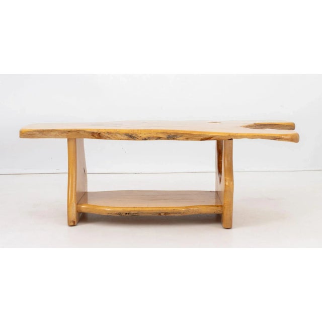 Brown Steve Heller Live Edge Carved Maple Coffee Table For Sale - Image 8 of 15