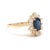Stones: sapphire,1 oval cut 7 x 5 mm approximately 1 total carat diamond, 12 round brilliant cut 1.9 - 2.2 mm...