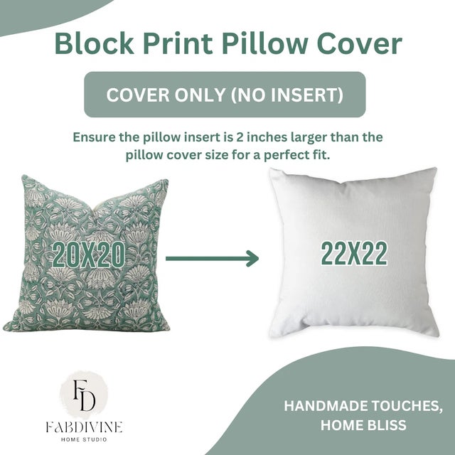 Fabdivine Block Printed Cover 18x18 Inch Pure Linen-Ulta Kamal For Sale - Image 4 of 4