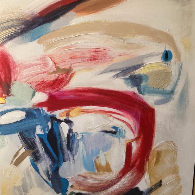 Abstract Mixed-Media Painting in Gold Floater Frame by Eveline Brodsky (Ukrainian-Canadian, B. 1964) For Sale - Image 11 of 12