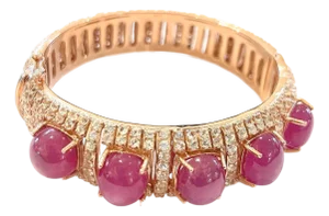 Bochic “Capri” Vintage Multi Ruby & Topaz Bracelet Set In 18K Gold & Silver
