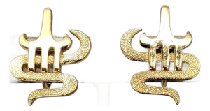 Vintage Signed Crown Trifari Goldtone Pagoda Clip Earrings, 1972- 2 Pieces
