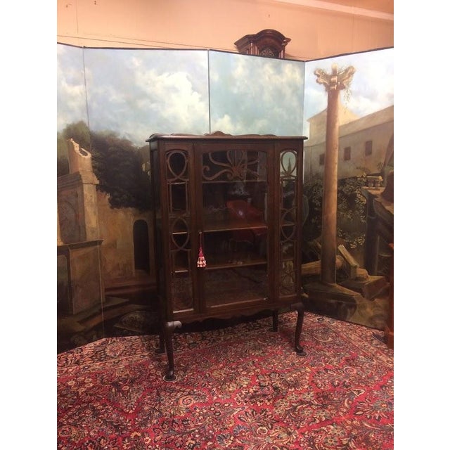 Wood Antique Oak China Cabinet, Art Deco Cabinet For Sale - Image 7 of 8