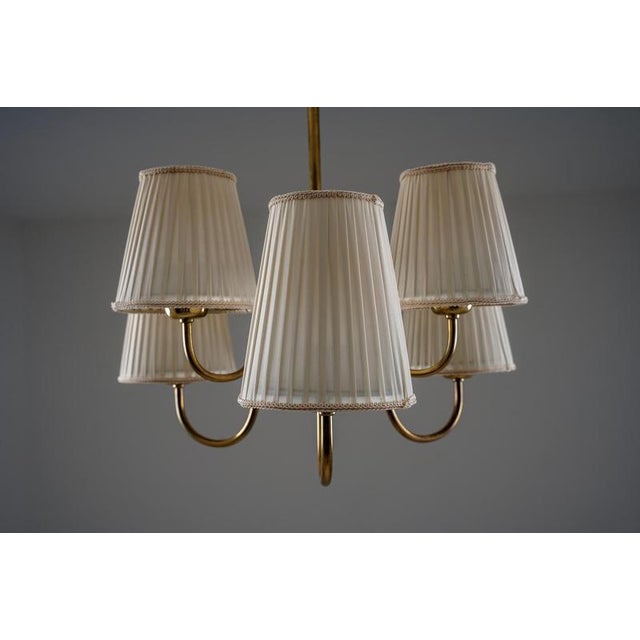 Metal Swedish Modern Brass and Glass Chandelier, 1940s For Sale - Image 7 of 16