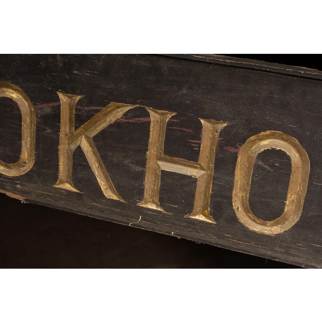 Antique Hand-Carved "Bookhout Funeral Home" Painted Wood Sign For Sale - Image 10 of 15