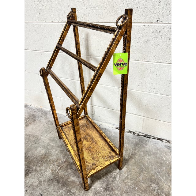 Hollywood Regency Hollywood Regency Gold Gilt Iron Towel Rack For Sale - Image 3 of 5