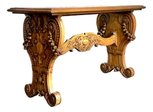 Vintage Boho Carved Burl Wood Console Table
