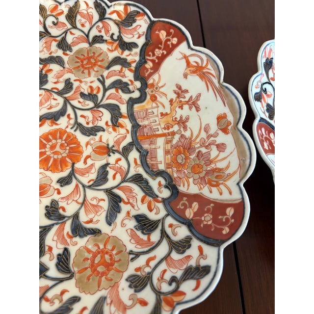 Antique Japanese Hand Painted Imari Plates, 1860s, Set of 2 For Sale - Image 11 of 14