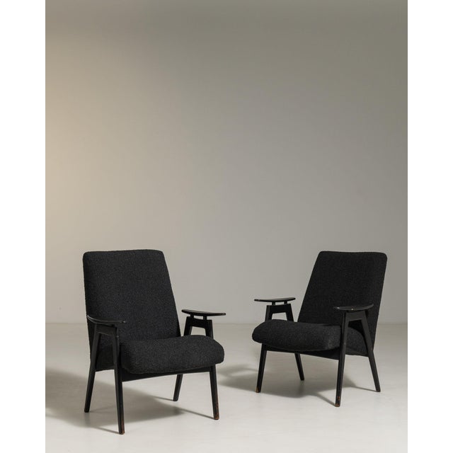 19th Century France Mid-century Modern Black Wood Armchair For Sale - Image 4 of 11