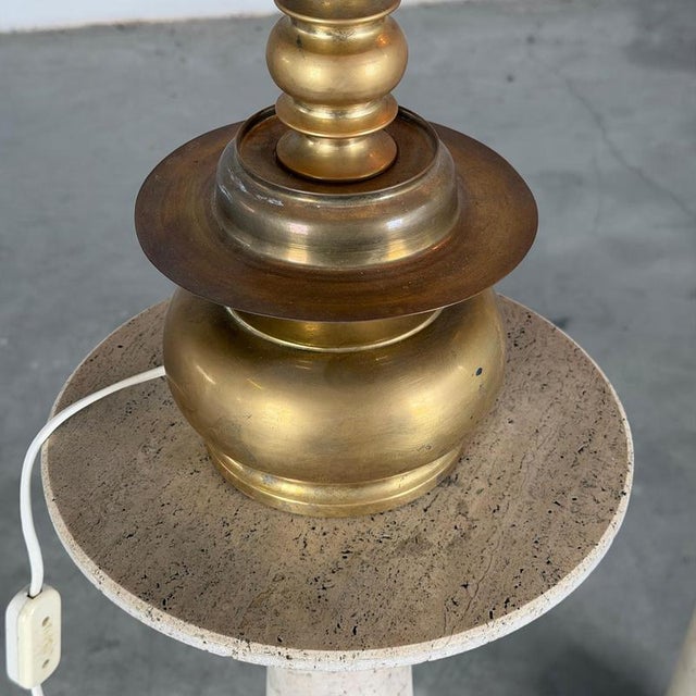 1970s Cast Brass Wall Lights with Linen Shades by Mauritius, 1977, Set of 2 For Sale - Image 5 of 18