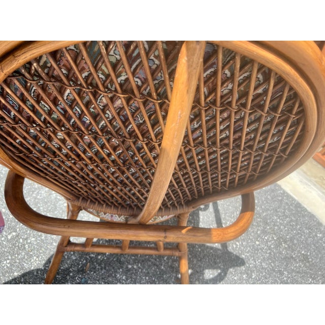 Wood 4 Bamboo Rattan Dining Chairs For Sale - Image 7 of 9