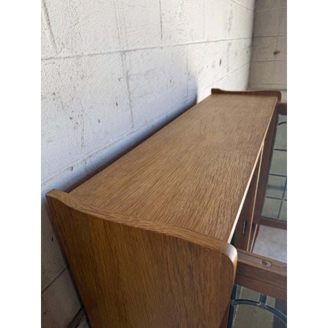 Vintage Oak Hutch Cabinet With Glass Door Denmark 1970s For Sale - Image 9 of 10