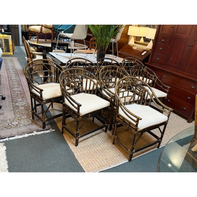 Brighton Pavilion Bamboo Dining Chairs, Vintage Set of Eight For Sale In San Francisco - Image 6 of 17