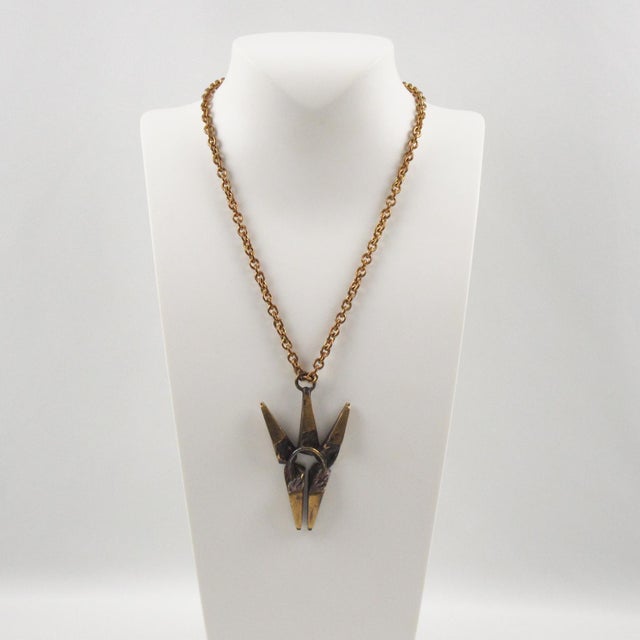 Mid-Century Modern French Sculptor Henri Nogaret Mid-Century Brutalist Bronze Pendant Necklace For Sale - Image 3 of 9
