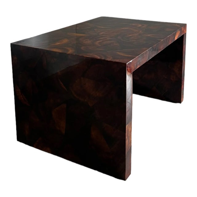 16.75"H x 27 5/8"W x 19.75"D A beautiful side table or a small coffee table with a distinctive pattern of tessellated wood...