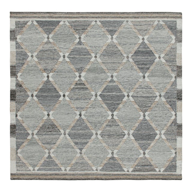 Rug & Kilim’s Custom Scandinavian Outdoor Rug With Geometric Pattern - 8'x8' For Sale