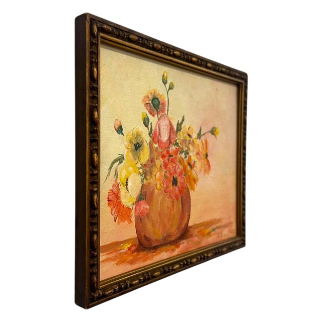 1970s Vintage Floral Still Life Oil Painting – Signed A. Hoodless – Framed Impressionist Flower Art For Sale - Image 5 of 8