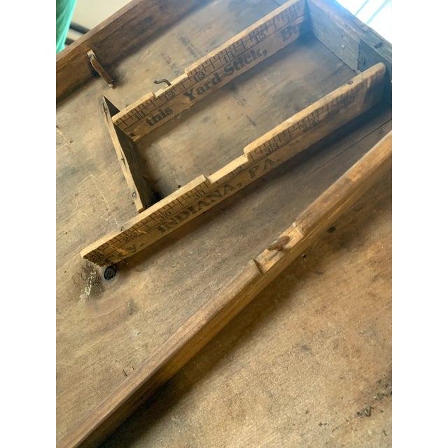 American Rare Nine Foot Antique Handmade Wooden Folding Wallpaper Table For Sale - Image 3 of 10