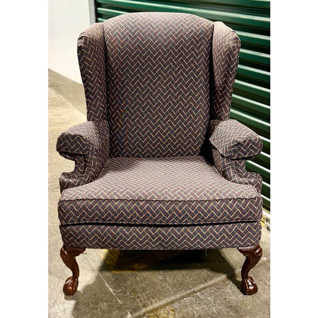 Wood Late 20th Century Traditional Upholstered Armchair For Sale - Image 7 of 12
