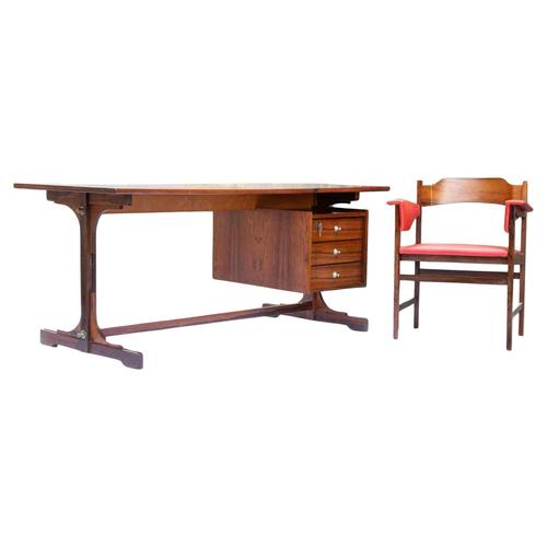 Vintage Rosewood Desk Set attributed to Gianfranco Frattini, 1960s, Set of 2 For Sale - Image 10 of 10