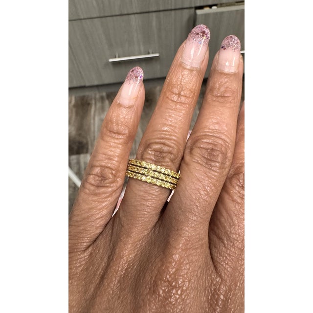 Yellow Sapphire Band 14 Karat Rose Gold by Roshe Jewels, 2.46 Carats, Size 7 For Sale In Los Angeles - Image 6 of 9
